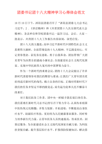 团委书记团十八大精神学习心得体会范文