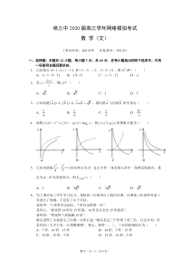 黑龙江省哈尔滨市第三中学2020届高三数学3月网络模拟考试试题 文（PDF，无答案）