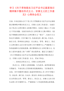 学习《关于贯彻落实习近平总书记重要指示精神集中整治形式主义、官僚主义的工作意见》心得体会范文