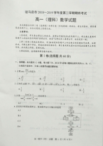 河南省驻马店市2018-2019学年高一数学下学期期末考试试题 理（PDF）