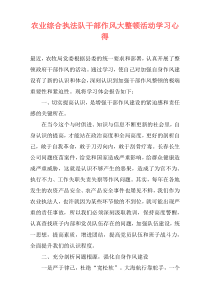 农业综合执法队干部作风大整顿活动学习心得