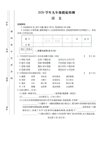 河南省2020年九年级语文摸底检测试卷（pdf）