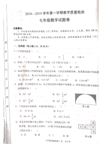 河南省安阳市2018-2019学年七年级数学上学期教学质量监测