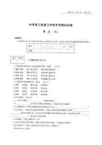 河南省2018年中考语文第三轮复习冲刺专用模拟试卷（九）（pdf，无答案）