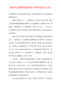 新闻专业暑期实践实训心得体会范文2021