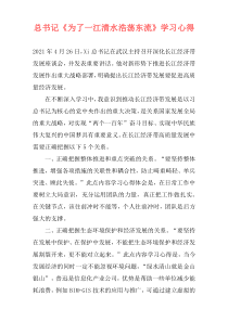 总书记《为了一江清水浩荡东流》学习心得