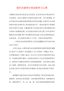 现代内部审计培训班学习心得