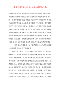 供电公司党的十九大精神学习心得