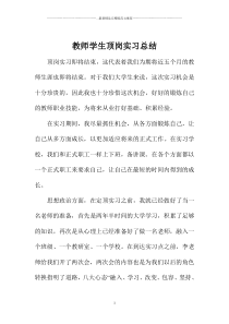 教师学生顶岗实习总结