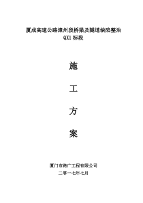 (修改)厦成高速公路漳州段桥梁及隧道缺陷整治(QX1标段施工组织)（DOC42页）