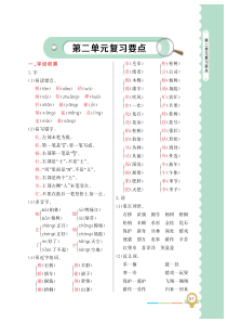 2019秋二年级语文上册 第二单元 识字复习要点（pdf） 新人教版