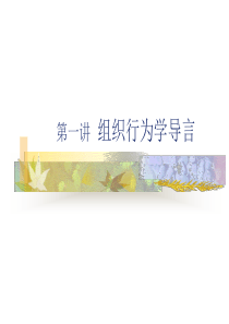 01组织行为学导言