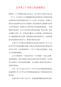 公司员工十月份工作总结范文