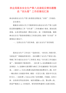 林业局落实安全生产第八巡查组反馈问题整改“回头看”工作的情况汇报