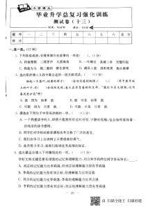 （通用版）六年级语文下学期毕业升学总复习强化训练测试卷十三（小升初）（pdf，无答案）