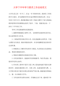 大学下半年学习委员工作总结范文