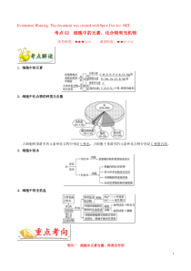 备战2020年高考生物 考点一遍过02 细胞中的元素、化合物和无机物（含解析）