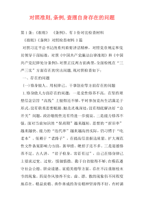 对照准则,条例,查摆自身存在的问题