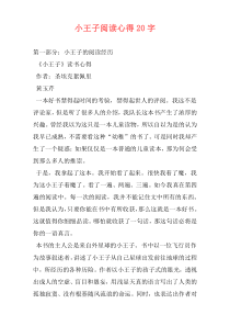 小王子阅读心得20字