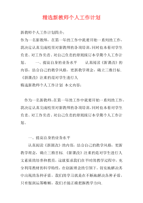 精选新教师个人工作计划