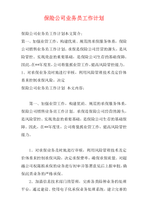 保险公司业务员工作计划