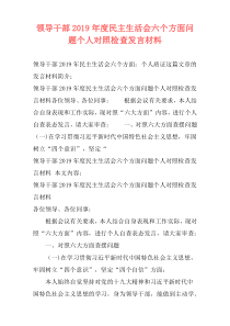 领导干部2019年度民主生活会六个方面问题个人对照检查发言材料