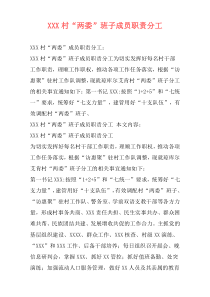 XXX村“两委”班子成员职责分工