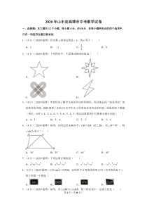 中考卷：山东省淄博市20版数学卷