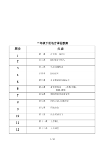 二年级下册地方课程教案