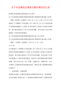 关于对巡察组反馈意见整改情况的汇报