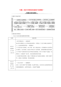 2019-2020学年高中历史 专题4 现代中国的政治建设与祖国统一专题小结与测评学案 人民版必修1