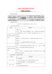 2019-2020学年高中历史 专题5 现代中国的文化与科技专题小结与测评学案 人民版必修3