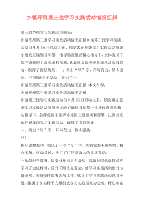 乡镇开展第三批学习实践活动情况汇报