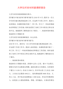 大学生村官对村级调研报告