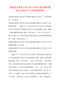 县级党员领导干部2019年四方面问题专题民主生活会个人对照检查材料