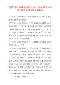 市管干部、县委宣传部长2019年专题民主生活会四个方面对照检查材料