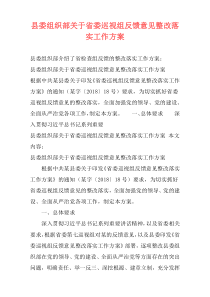 县委组织部关于省委巡视组反馈意见整改落实工作方案