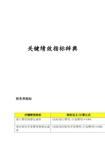 关键绩效指标辞典（DOC 27页）