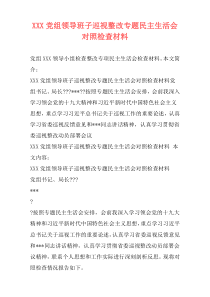 XXX党组领导班子巡视整改专题民主生活会对照检查材料