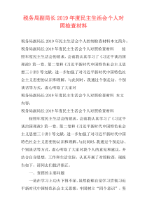 税务局副局长2019年度民主生活会个人对照检查材料