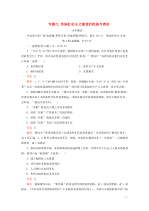 2019-2020学年高中历史 专题七 苏联社会主义建设的经验与教训水平测试 人民版必修2