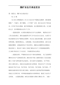 煤矿安全月表态发言