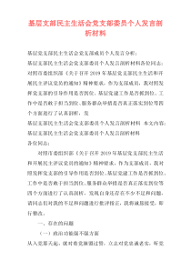 基层支部民主生活会党支部委员个人发言剖析材料