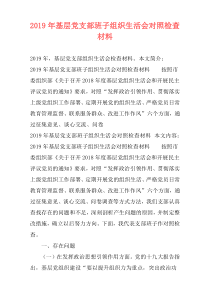 2019年基层党支部班子组织生活会对照检查材料