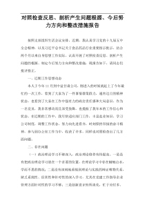 对照检查反思、剖析产生问题根源、今后努力方向和整改措施报告