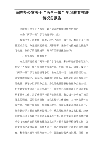 民防办公室关于“两学一做”学习教育推进情况的报告