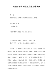 推进非公有制企业党建工作简报