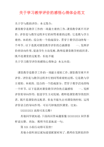 关于学习教学评价的感悟心得体会范文