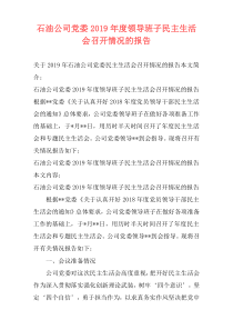 石油公司党委2019年度领导班子民主生活会召开情况的报告