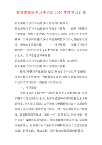 某县委理论学习中心组2019年度学习计划